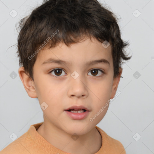 Neutral white child male with short  brown hair and brown eyes