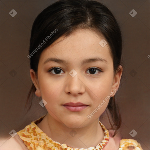 Neutral white child female with medium  brown hair and brown eyes