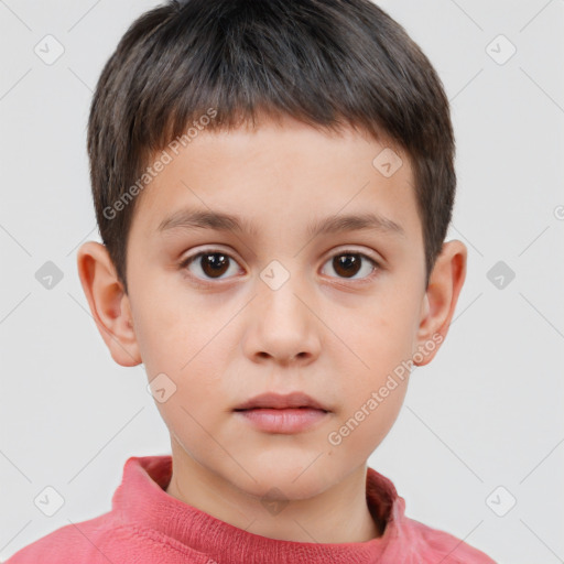 Neutral white child male with short  brown hair and brown eyes