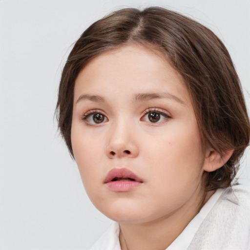 Neutral white child female with medium  brown hair and brown eyes