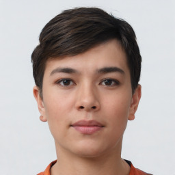 Neutral asian young-adult male with short  brown hair and brown eyes