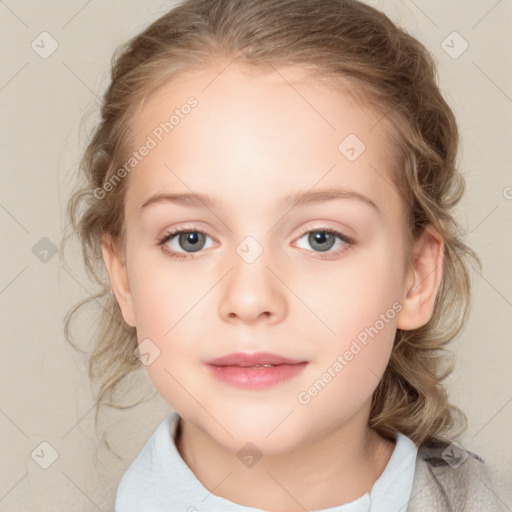 Neutral white child female with medium  brown hair and brown eyes