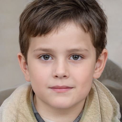 Neutral white child male with short  brown hair and brown eyes