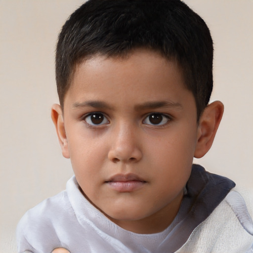 Neutral white child male with short  brown hair and brown eyes