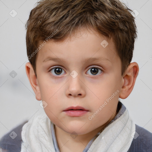 Neutral white child male with short  brown hair and brown eyes