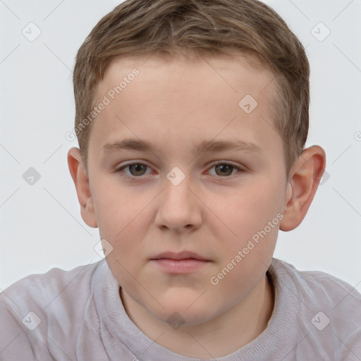 Neutral white child male with short  brown hair and brown eyes