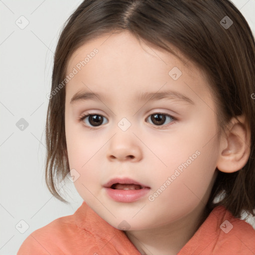 Neutral white child female with medium  brown hair and brown eyes