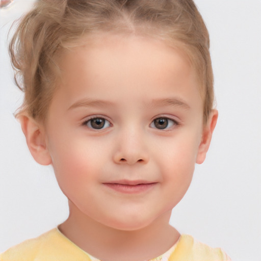 Neutral white child female with short  brown hair and brown eyes