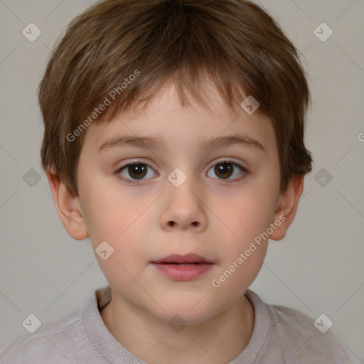 Neutral white child male with short  brown hair and brown eyes