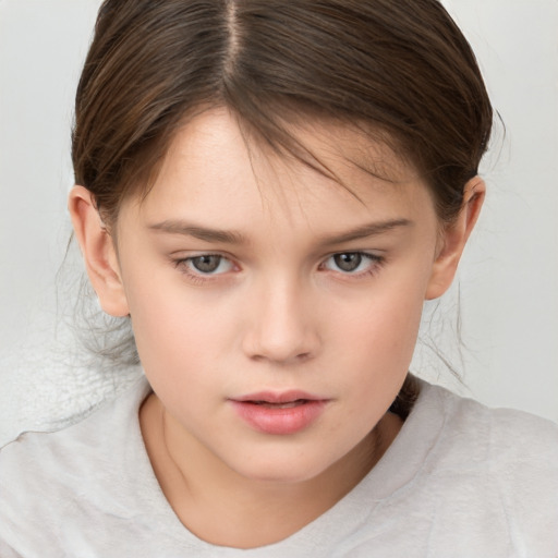 Neutral white child female with medium  brown hair and brown eyes