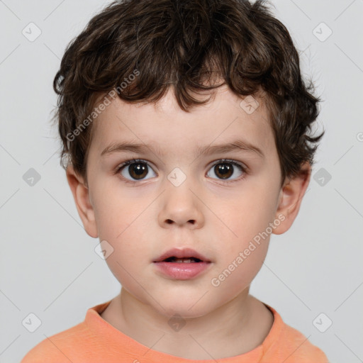 Neutral white child male with short  brown hair and brown eyes