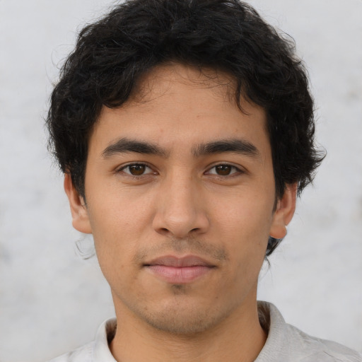 Neutral asian young-adult male with short  brown hair and brown eyes