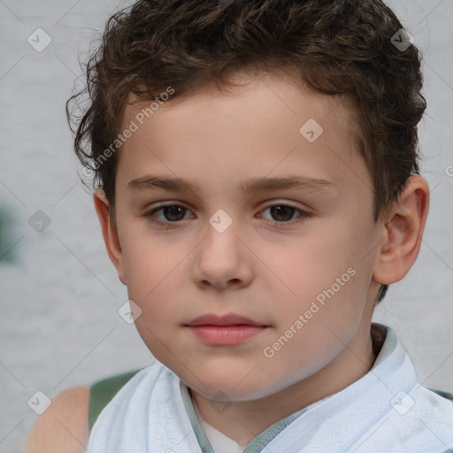 Neutral white child male with short  brown hair and brown eyes