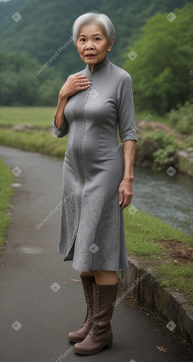 Malaysian elderly female with  gray hair