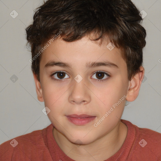 Neutral white child male with short  brown hair and brown eyes