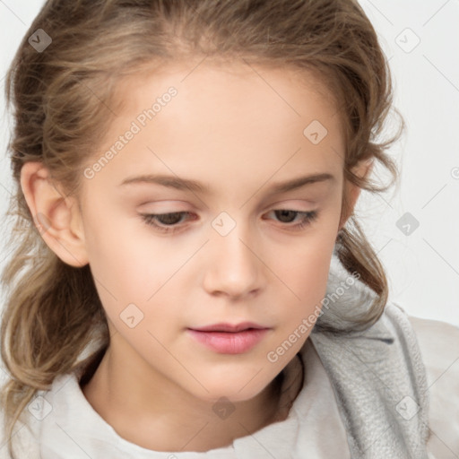 Neutral white child female with medium  brown hair and brown eyes