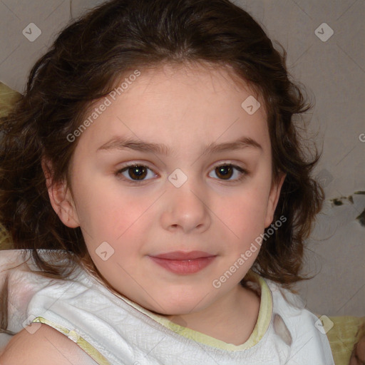 Neutral white child female with medium  brown hair and brown eyes