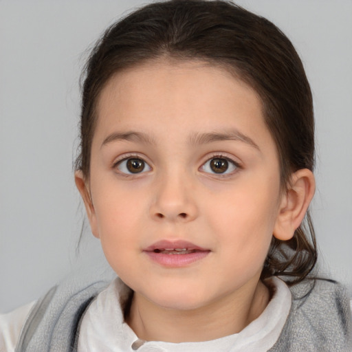 Neutral white child female with medium  brown hair and brown eyes