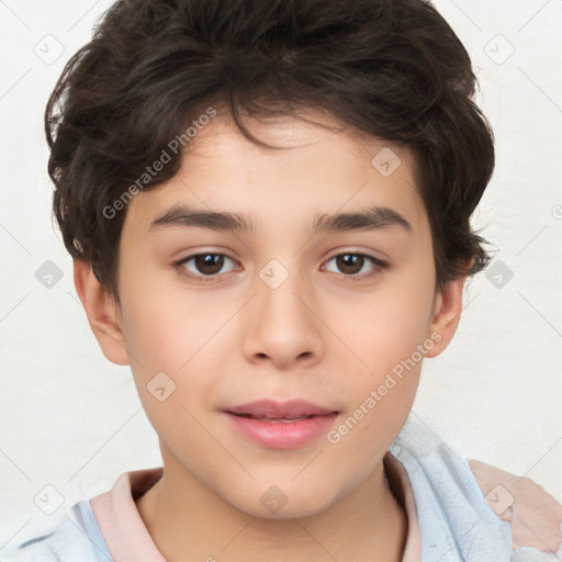 Neutral white child male with short  brown hair and brown eyes