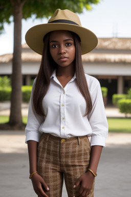 Tanzanian young adult female with  brown hair