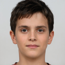 Neutral white child male with short  brown hair and brown eyes