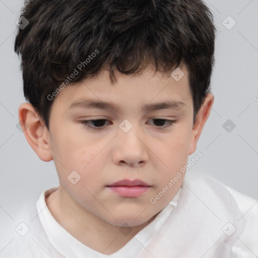 Neutral white child male with short  brown hair and brown eyes