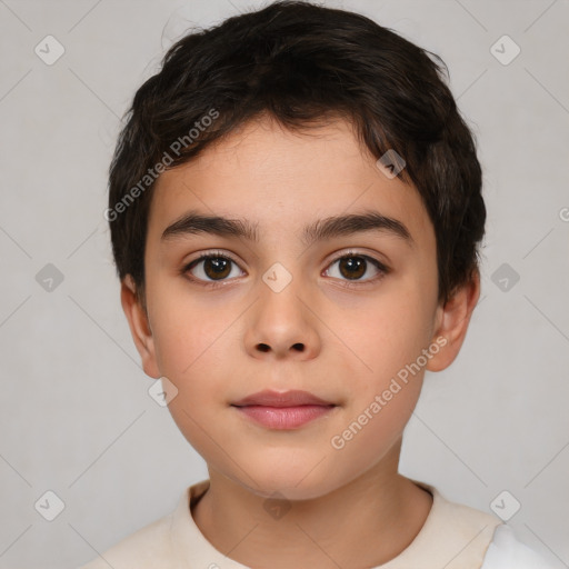 Neutral white child male with short  brown hair and brown eyes