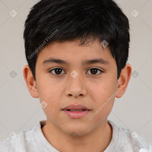 Neutral white child male with short  brown hair and brown eyes