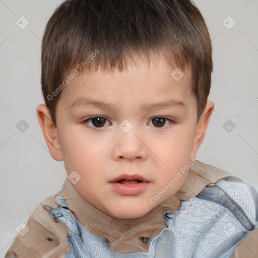 Neutral white child male with short  brown hair and brown eyes