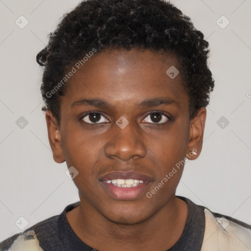 Neutral black young-adult male with short  brown hair and brown eyes