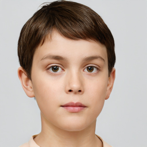 Neutral white child female with short  brown hair and brown eyes