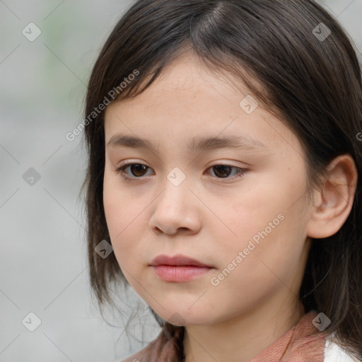 Neutral white child female with medium  brown hair and brown eyes