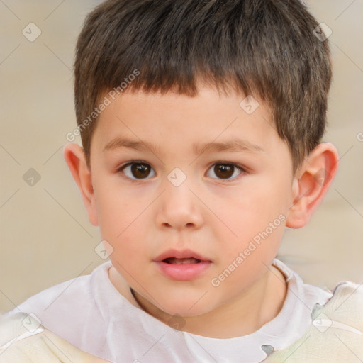 Neutral white child male with short  brown hair and brown eyes