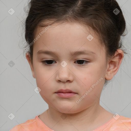 Neutral white child female with short  brown hair and brown eyes