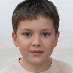 Neutral white child male with short  brown hair and brown eyes