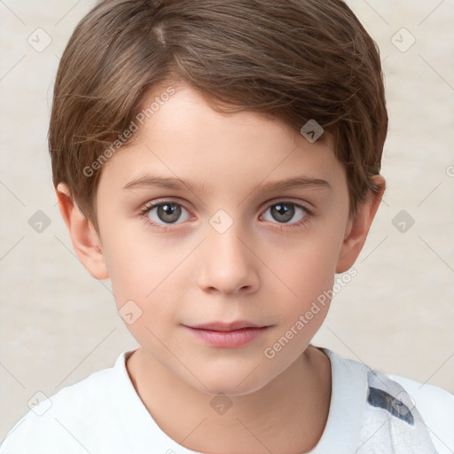 Neutral white child male with short  brown hair and brown eyes