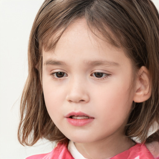 Neutral white child female with medium  brown hair and brown eyes