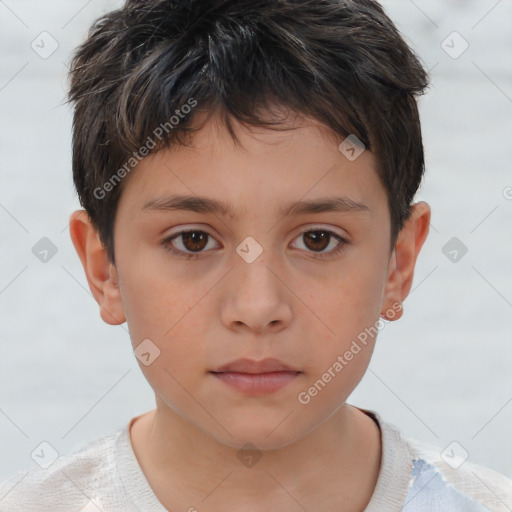 Neutral white child male with short  brown hair and brown eyes