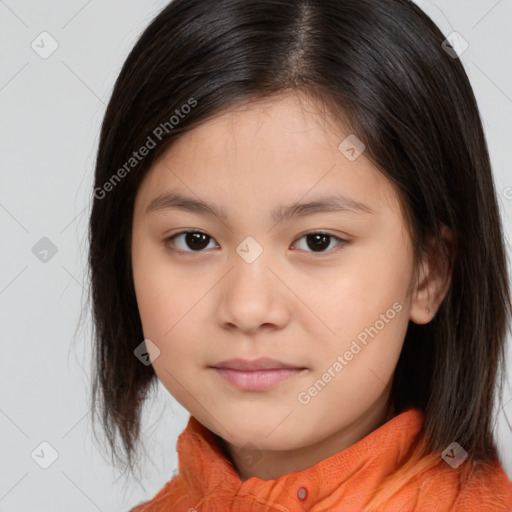 Neutral white child female with medium  brown hair and brown eyes