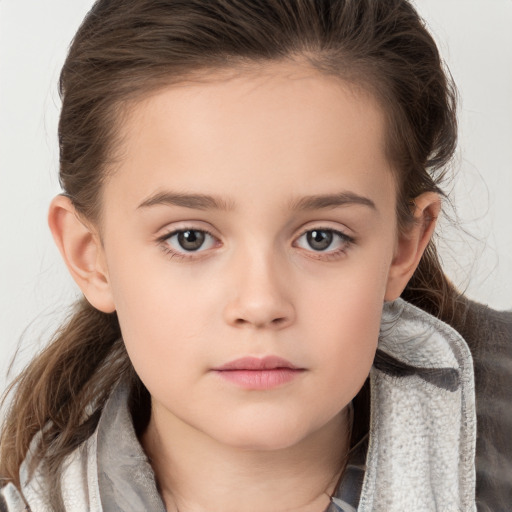 Neutral white child female with medium  brown hair and brown eyes