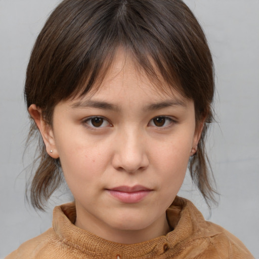 Neutral white child female with medium  brown hair and brown eyes