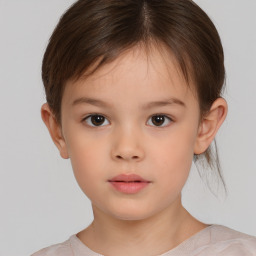 Neutral white child female with short  brown hair and brown eyes