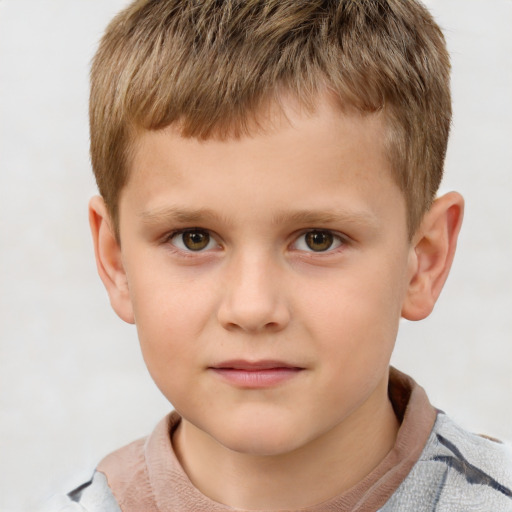 Neutral white child male with short  brown hair and brown eyes