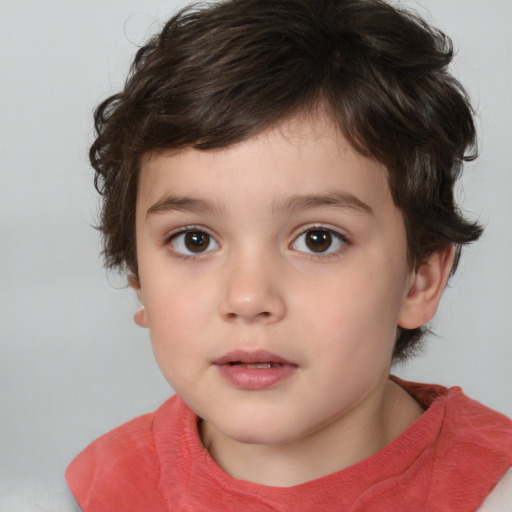 Neutral white child male with medium  brown hair and brown eyes