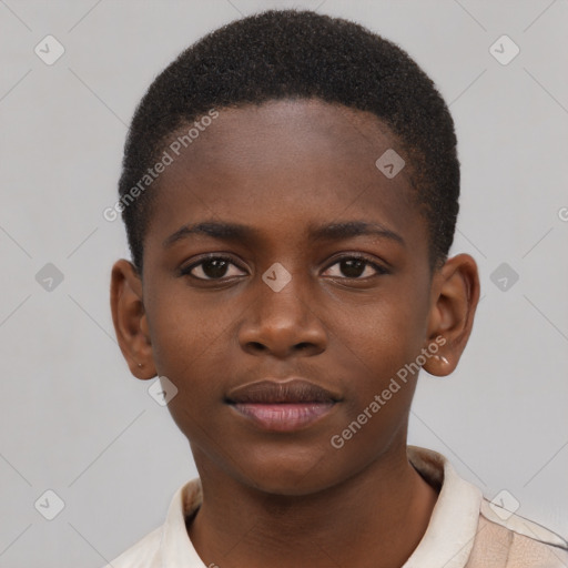 Neutral black young-adult male with short  brown hair and brown eyes