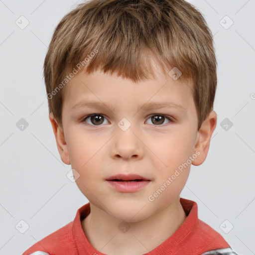 Neutral white child male with short  brown hair and brown eyes