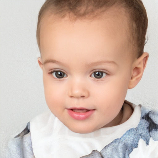 Neutral white child female with short  brown hair and brown eyes