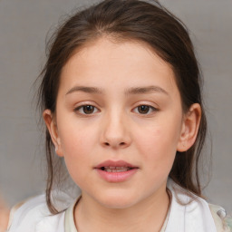 Neutral white child female with medium  brown hair and brown eyes