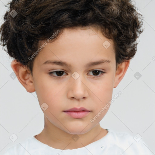 Neutral white child male with short  brown hair and brown eyes