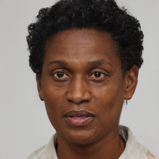 Neutral black adult male with short  black hair and brown eyes